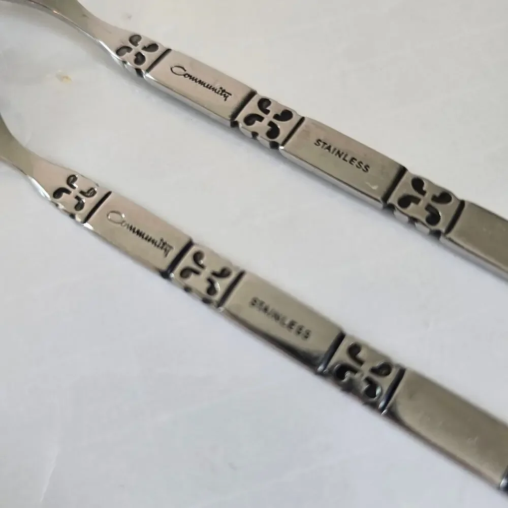 Oneida Community Stainless Salad/Dinner Fork Madrid Black Accents Mid Century